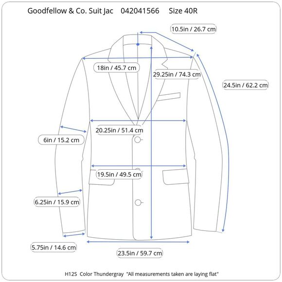 Goodfellow & Co. Men's Thunder Grey Notch 2 Button Suit Jacket Size 40R, New - Picture 12 of 12